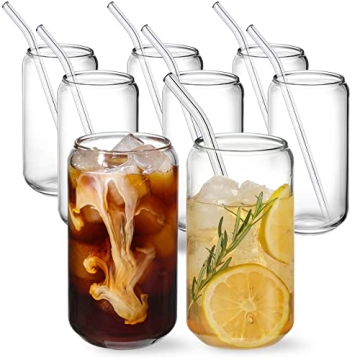 Stunning 8pcs Glasses with Straws Set for All Drinks