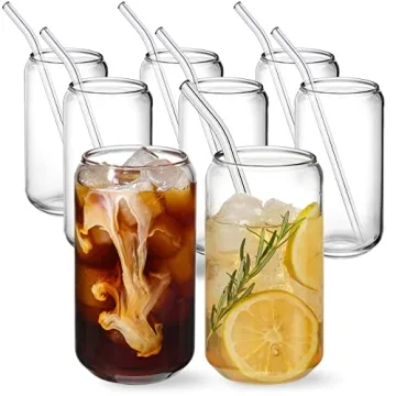 Stunning 8pcs Glasses with Straws Set for All Drinks
