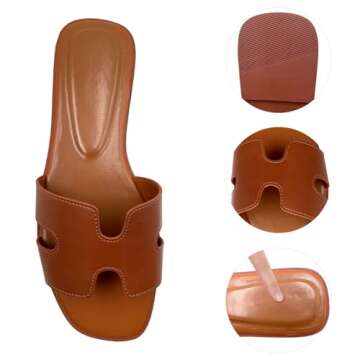 Cheernew Women's Flat Sandals.Flat Sandals with Unique Design, PU Leather Handcrafted Slippers,Versa...