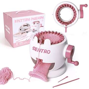 Knitting Machine,Rotating Double Knit Loom, 22 Needles Knitting Machine with Plain/Tube Weave Conver...