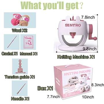 Knitting Machine,Rotating Double Knit Loom, 22 Needles Knitting Machine with Plain/Tube Weave Conversion Key, Smart Weaving Loom Round Knitting Ioom Machine for DIY Scarf Hat Sock