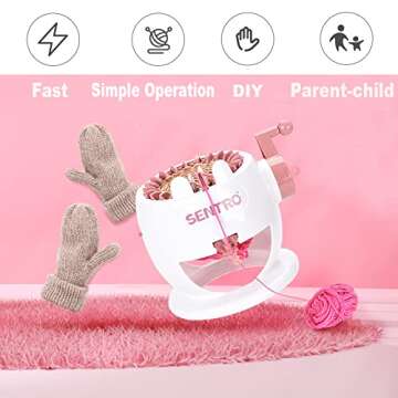 Knitting Machine,Rotating Double Knit Loom, 22 Needles Knitting Machine with Plain/Tube Weave Conversion Key, Smart Weaving Loom Round Knitting Ioom Machine for DIY Scarf Hat Sock