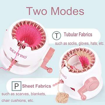 Knitting Machine,Rotating Double Knit Loom, 22 Needles Knitting Machine with Plain/Tube Weave Conversion Key, Smart Weaving Loom Round Knitting Ioom Machine for DIY Scarf Hat Sock