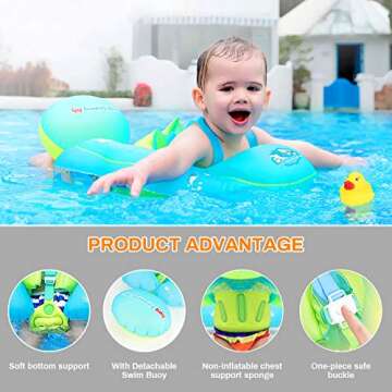 Jhua Baby Swimming Float Ring with Canopy, Inflatable Baby Swimming Pool Floats Newest with UPF 50 UV Sun Protection Canopy for Age of 6-30 Months, Include Carring Bag, Air Pump & Float Toys(Blue, L)