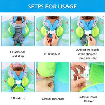 Jhua Baby Swimming Float Ring with Canopy, Inflatable Baby Swimming Pool Floats Newest with UPF 50 UV Sun Protection Canopy for Age of 6-30 Months, Include Carring Bag, Air Pump & Float Toys(Blue, L)