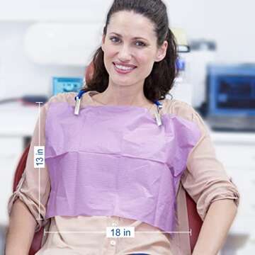 JMU 125 Pack Dental Bibs, 3-Ply Purple Dental Bibs Disposable,13" x 18" Dentist Bibs Medical Tray Covers