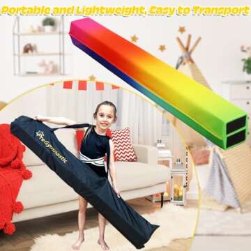 PreGymnastic 6FT/8FT/9.5FT Folding Balance Beam for Kids 3-12,Foldable Gymnastics Floor Beam-Extra F...
