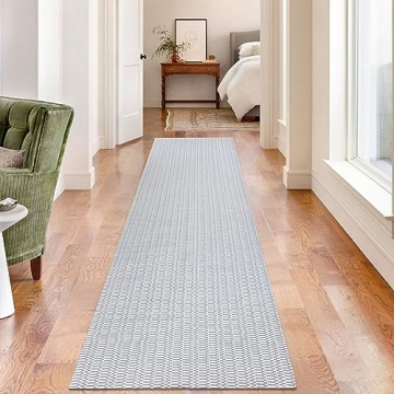 KOZYFLY Light Grey Braided Runner Rug for Easy Care
