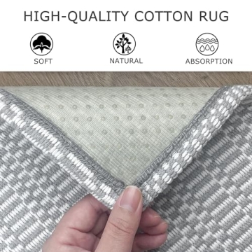 KOZYFLY Light Grey Braided Runner Rug for Easy Care