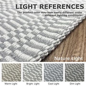 KOZYFLY Light Grey Braided Runner Rug for Easy Care