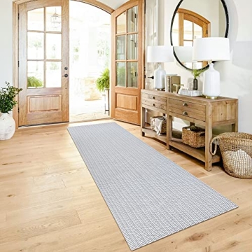 KOZYFLY Light Grey Braided Runner Rug for Easy Care