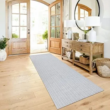 KOZYFLY Light Grey Braided Runner Rug for Easy Care