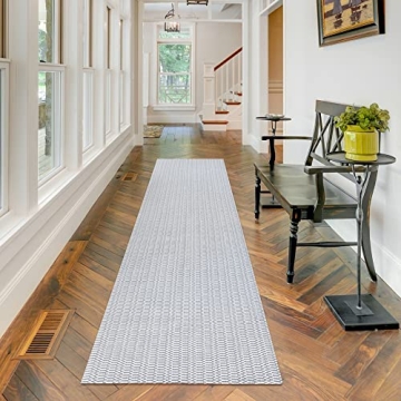 KOZYFLY Light Grey Braided Runner Rug for Easy Care