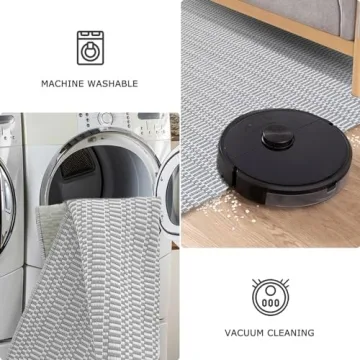 KOZYFLY Light Grey Braided Runner Rug for Easy Care