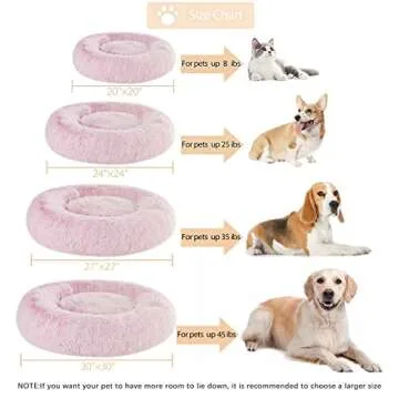 WNPETHOME Calming Dog Bed Cat Bed Donut, Faux Fur Pet Bed Self-Warming Donut Cuddler, Comfortable Round Plush Dog Beds (20 x 20 x 8 Inch, Light Pink)
