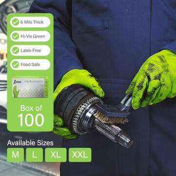 1st Choice Nitrile Gloves - Disposable Latex-Free Mechanic Gloves, 100 Count