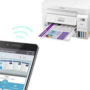 Epson EcoTank Wireless Color All-in-One Cartridge-Free ET-3850 Supertank Inkjet Printer for Home Office, Scanner, Copier, ADF and Ethernet, Mobile Printing, with Bonus Black Ink Bottle & USB Cable