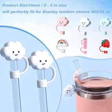 GLBEAR Straw Cover for Stanley Cup,6Pcs Cloud Straw Covers Compatible with Stanley 30&40 Oz Tumbler with Handle,Silicone Straw Topper Accessories