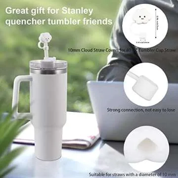 GLBEAR Straw Cover for Stanley Cup,6Pcs Cloud Straw Covers Compatible with Stanley 30&40 Oz Tumbler with Handle,Silicone Straw Topper Accessories