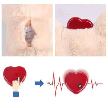 ALL FOR PAWS Puppy Heartbeating Pillow Dog Crate Training Snuggle Toys Dog Pillow Sleep Aid Plush Toy, Stress Relief and Comfort New Puppy