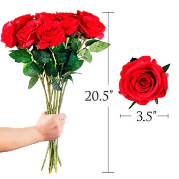 Mocoosy Red Roses: 12PCS Silk Flowers for Wedding Decor