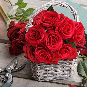 Mocoosy Red Roses: 12PCS Silk Flowers for Wedding Decor
