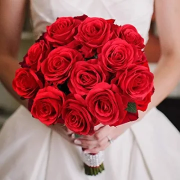 Mocoosy Red Roses: 12PCS Silk Flowers for Wedding Decor