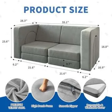 wanan Kids Couch 10PCS, Modular Kids Play Couch for Playroom Bedroom, 10 in 1 Multifunctional Kids S...