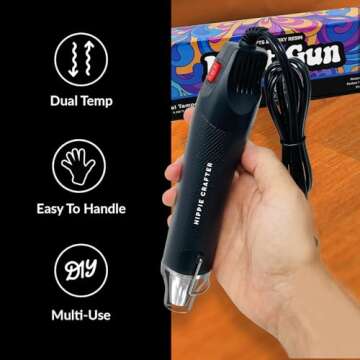 Craft Heat Gun for Crafts, 2-Speed 300W Mini Hot Air Torch Tool for Resin, Polymer Clay, Candle Maki...