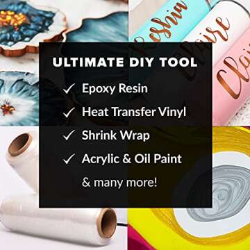 Craft Heat Gun for Crafts, 2-Speed 300W Mini Hot Air Torch Tool for Resin, Polymer Clay, Candle Making, Shrink Wrapping, Embossing, Epoxy Painting, Tumblers, and Bubble Busting in Art Projects