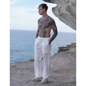 Stylish COOFANDY Men's Linen Beach Pants for Summer Comfort