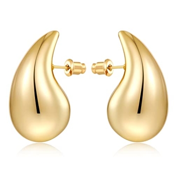 MUYAN Gold Plated Chunky Waterdrop Earrings for Women Lightweight Hollow Teardrop Earrings Fashion J...