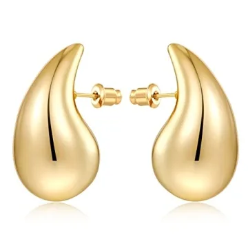 MUYAN Gold Plated Chunky Waterdrop Earrings for Women Lightweight Hollow Teardrop Earrings Fashion J...