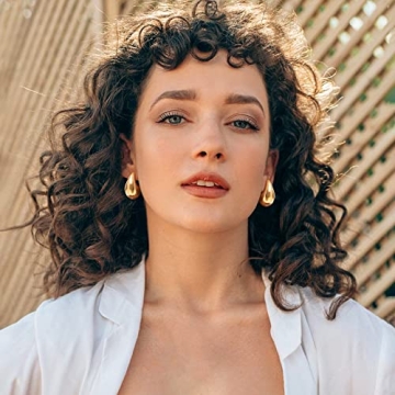 MUYAN Gold Plated Chunky Waterdrop Earrings for Women Lightweight Hollow Teardrop Earrings Fashion Jewelry