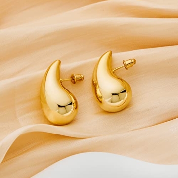 MUYAN Gold Plated Chunky Waterdrop Earrings for Women Lightweight Hollow Teardrop Earrings Fashion Jewelry