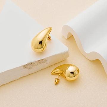 MUYAN Gold Plated Chunky Waterdrop Earrings for Women Lightweight Hollow Teardrop Earrings Fashion Jewelry