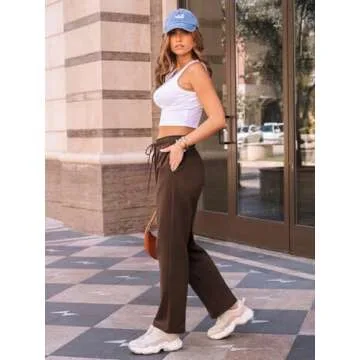 AUTOMET Fleece Lined Women's Wide Leg Sweatpants Comfort