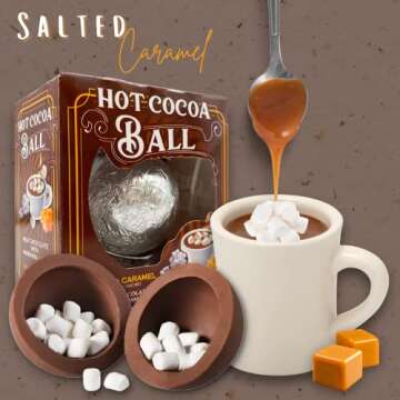 Needzo Hot Chocolate Salted Caramel Flavored Melting Balls - Bulk Cocoa with Mini Marshmallows Insid...
