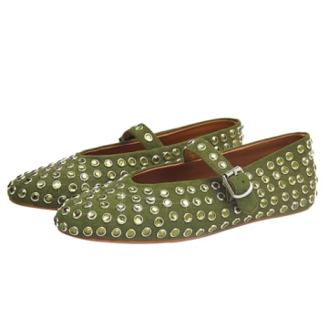 CAGLGLZ Rhinestone Ballet Flats - Sparkly Ballerina Shoes for Women