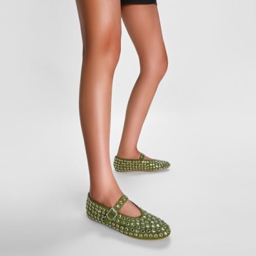 CAGLGLZ Women's Rhinestone Ballet Flats for Style and Comfort