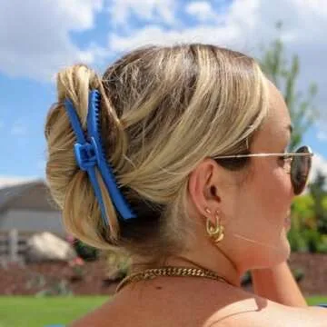 KAXI The ORIGINAL Hold Everything Hair Claw - Perfect for Thick & Thin Hair Straight, Wavy & Curly | Strong Clip With 52 teeth & Many Colors to Choose (Royal Blue)