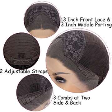 K'ryssma Ombre Blonde Lace Front Wig with Dark Roots Long Wavy Ombre Synthetic Wig Glueless Heat Resistant Wigs for Women