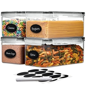 Airtight Food Storage Containers Set of 4 - Pasta storage Containers for Pantry Organization and Sto...