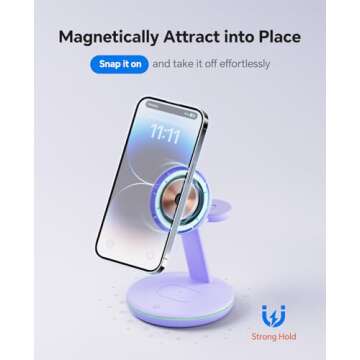 3 in 1 Charging Station for Apple Devices, Mag - Safe Charger Stand,15 W Fast Magnetic Charger Wirel...