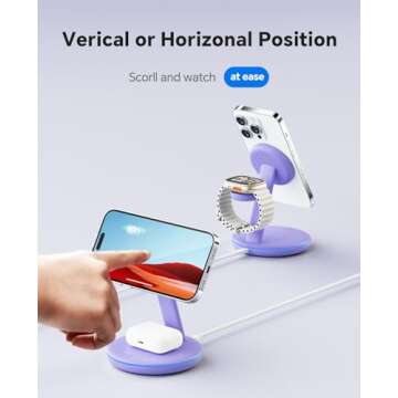 3 in 1 Charging Station for Apple Devices, Mag - Safe Charger Stand,15 W Fast Magnetic Charger Wireless Compatible for iPhone 16 15 14 13 12 Pro/Max/Plus/Mini, AirPods Pro/3/2, iWatch 9/8/7/6/SE/5/4