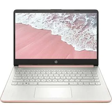 HP 2022 Premium 14-inch HD Thin and Light Laptop - Intel Quad-Core, 8GB RAM, Rose Gold, Windows 11