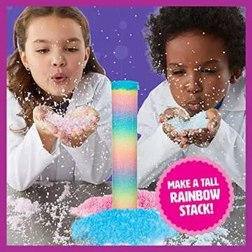 Science to The Max Rainbow Snow- Create 2 Gallon of Colorful and Reusable Snow- 7 Science Experiments Included - Stem Activity Kit for Boys & Girls 8+- Snow for Winter Display