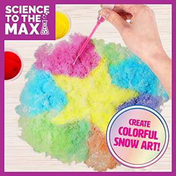 Science to The Max Rainbow Snow- Create 2 Gallon of Colorful and Reusable Snow- 7 Science Experiments Included - Stem Activity Kit for Boys & Girls 8+- Snow for Winter Display