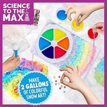 Science to The Max Rainbow Snow- Create 2 Gallon of Colorful and Reusable Snow- 7 Science Experiments Included - Stem Activity Kit for Boys & Girls 8+- Snow for Winter Display