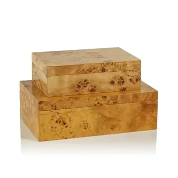 Zodax Leiden Burl Wood Decorative Box for Jewelry Storage